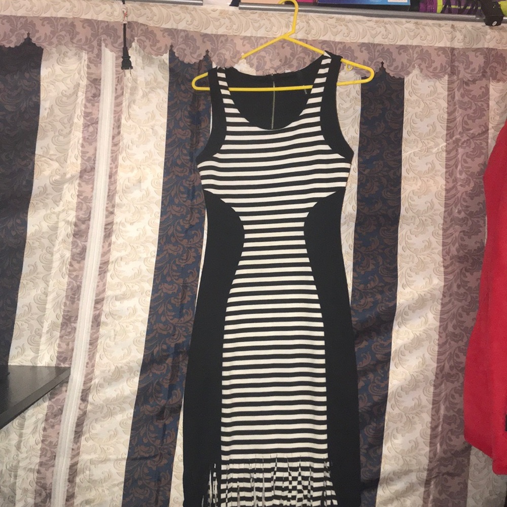 Black and white stripe fitted dress. Size S
